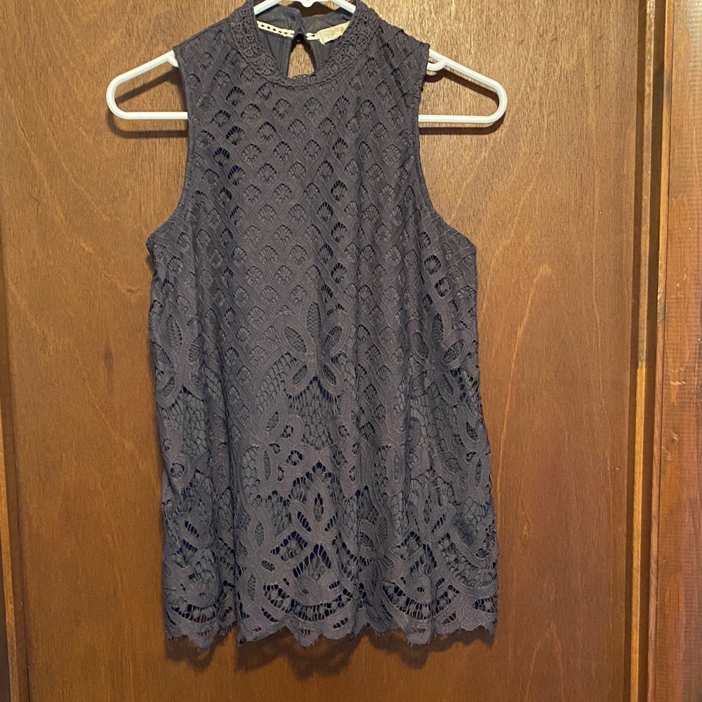 Sleeveless Lace Top in Dark Gray